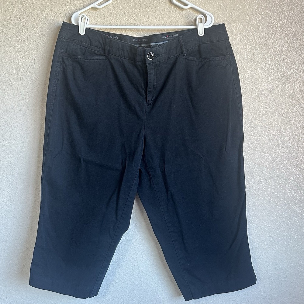 Intro Love the Fit‎ High Rise Black Capri Work Crop Pants Stretch SZ 18W EUC